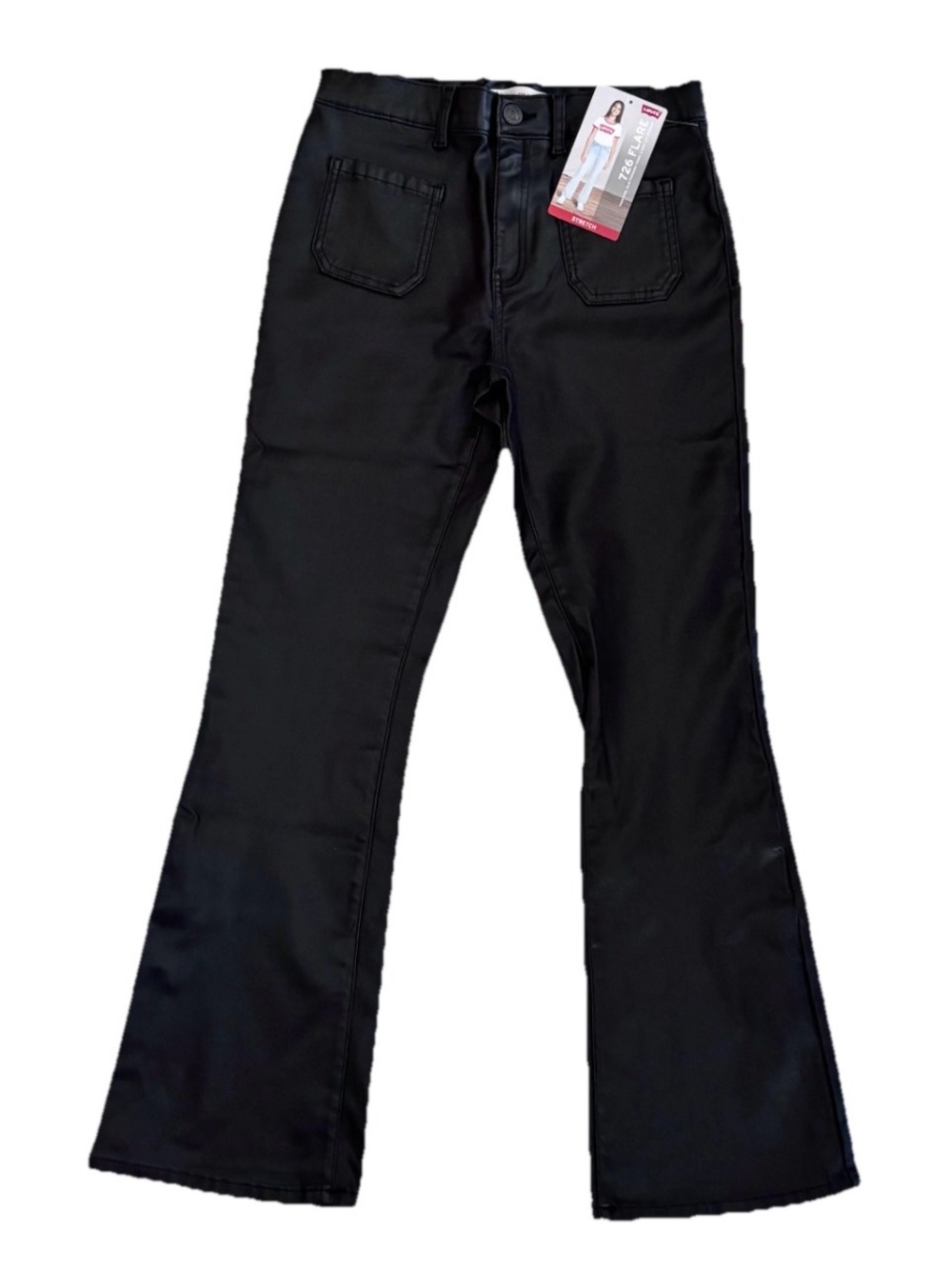 Levi’s 726 NWT High Rise Flare Black Vegan Leather Size 14